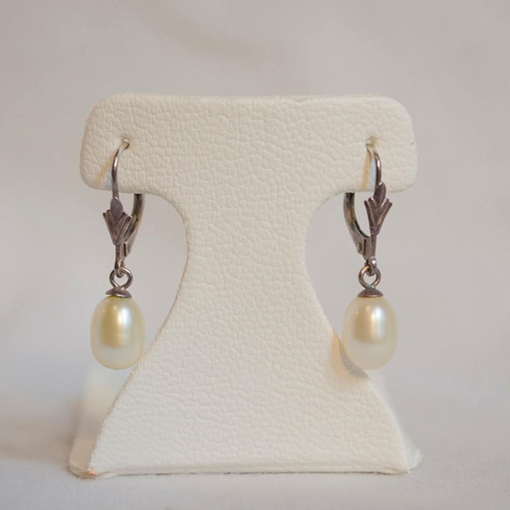 Pearl Clasp Earrings with Silver Detail